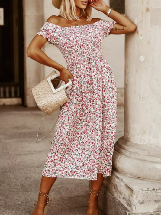 Floral Off Shoulder Midi Dress