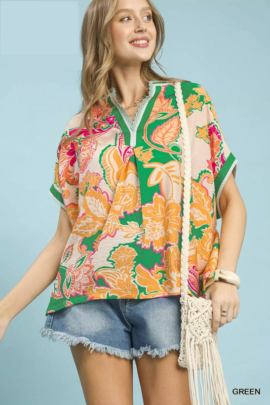 Umgee Abstract Print Oversized Top