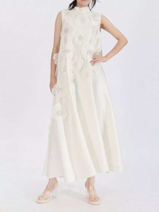 Floral Embellished Sleeveless Maxi Dress