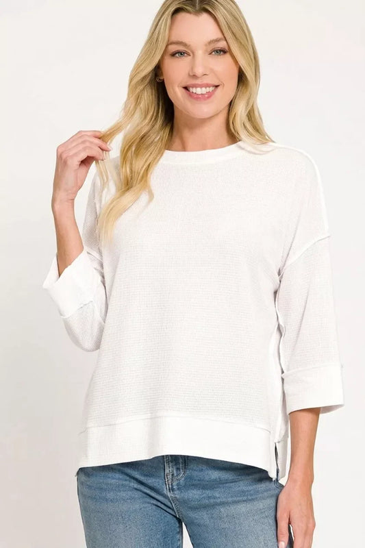 Zenana Double Knit 3/4 Sleeve Top