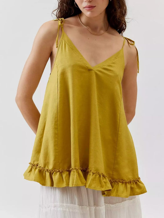 Tie-Strap Ruffle Hem Cami