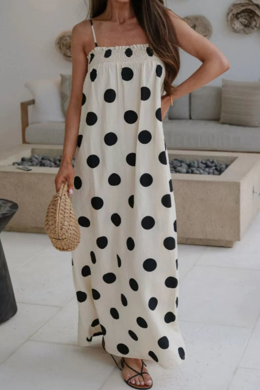 Polka Dot Spaghetti Straps Maxi Dress